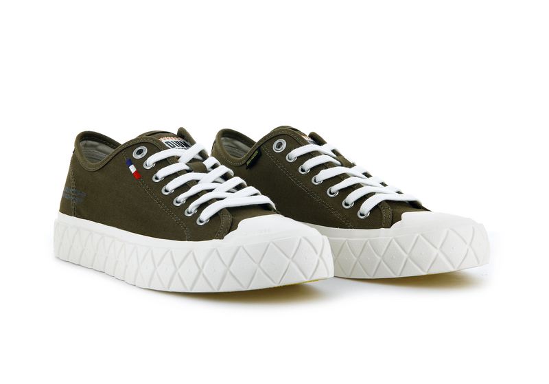 Kids' Palladium Palla Ace Canvas Low Tops Olive | UAE  ZNQXY2315