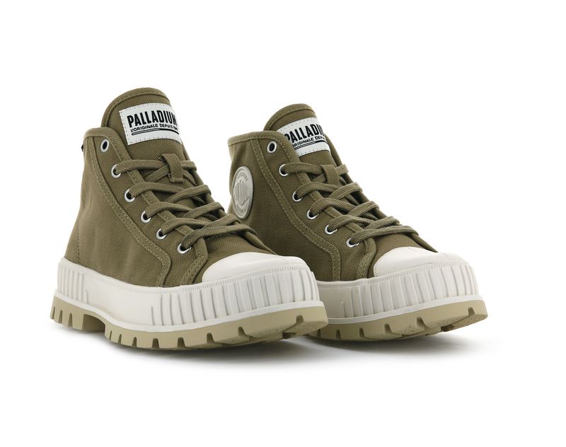 Kids' Palladium Pallashock Mid Og High Tops Olive | UAE  JVFCB8297