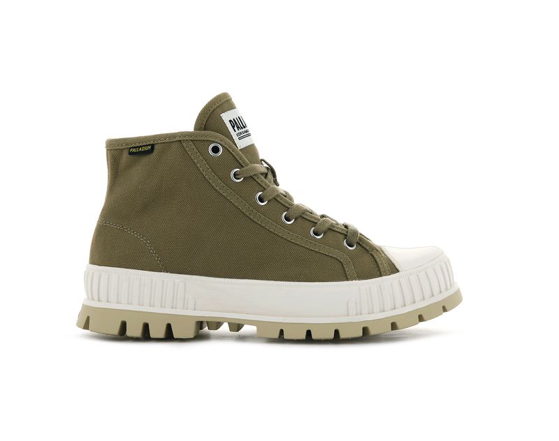 Kids\' Palladium Pallashock Mid Og High Tops Olive | UAE  JVFCB8297