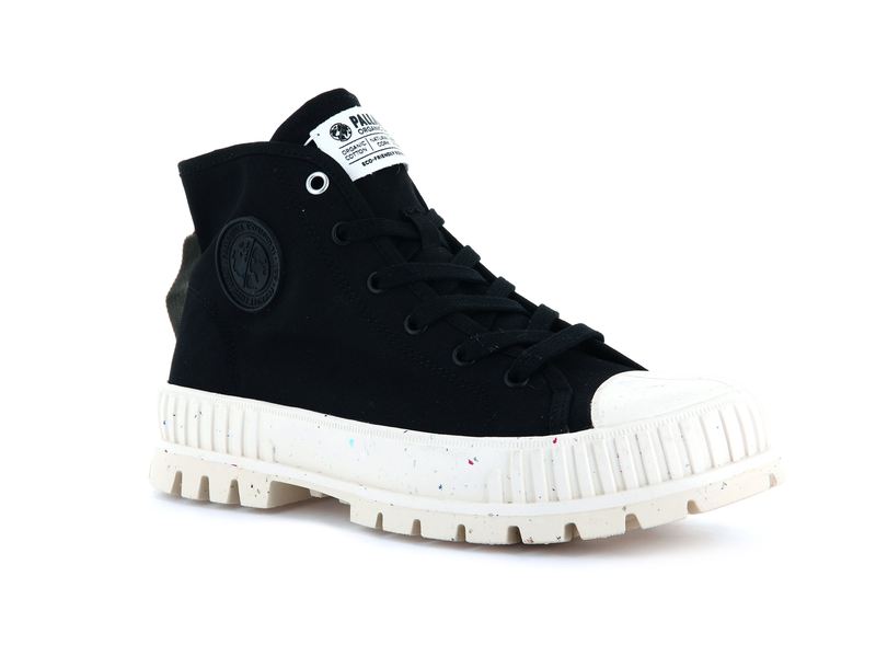 Kids' Palladium Pallashock Mid Organic High Tops Black | UAE  CPJDE5143