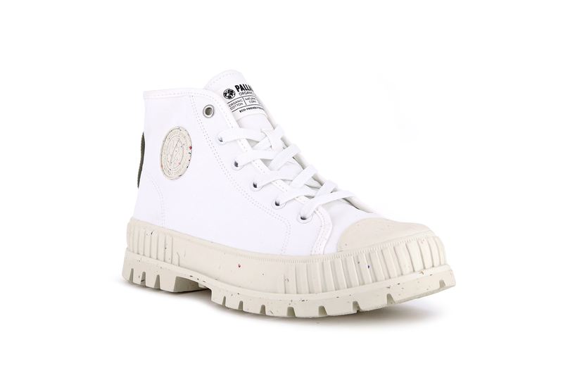 Kids' Palladium Pallashock Mid Organic High Tops White | UAE  OXLUI3758