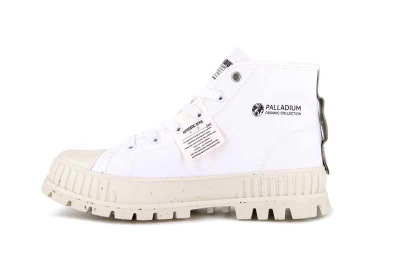 Kids' Palladium Pallashock Mid Organic High Tops White | UAE  OXLUI3758