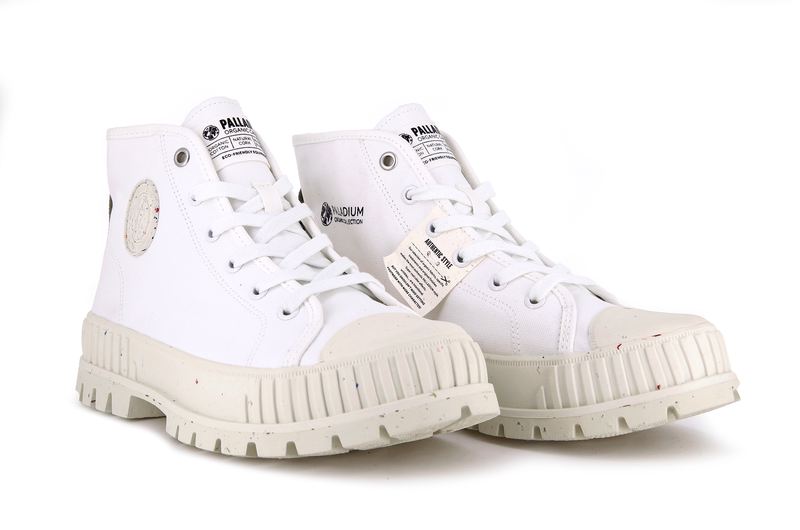 Kids' Palladium Pallashock Mid Organic High Tops White | UAE  OXLUI3758