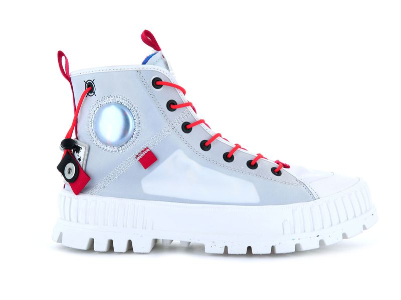 Kids\' Palladium Pallashock Mid Ticket To Earth High Tops White | UAE  UQPSH3654