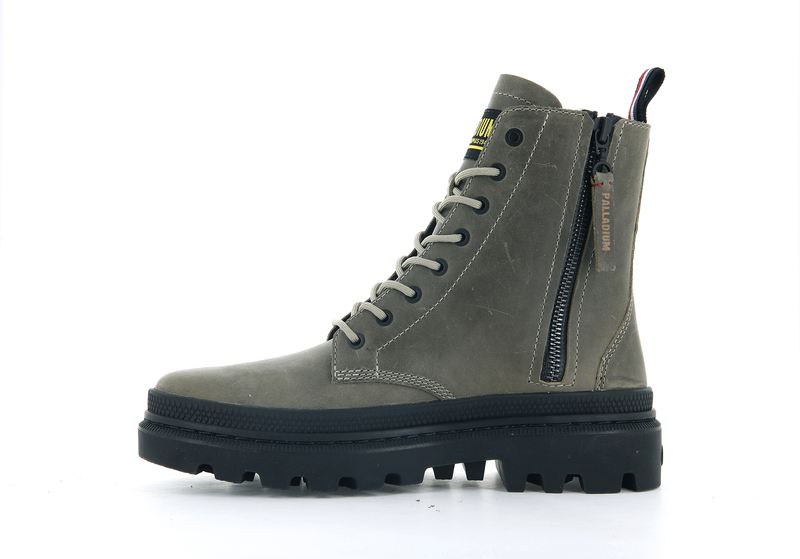 Kids' Palladium Pallatrooper Off-3 Boots Olive | UAE  MGUXB9375