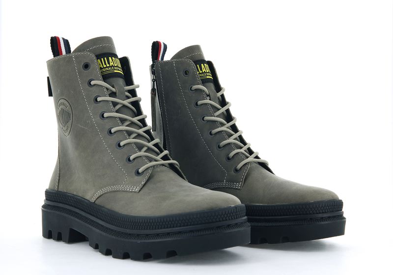 Kids' Palladium Pallatrooper Off-3 Boots Olive | UAE  MGUXB9375