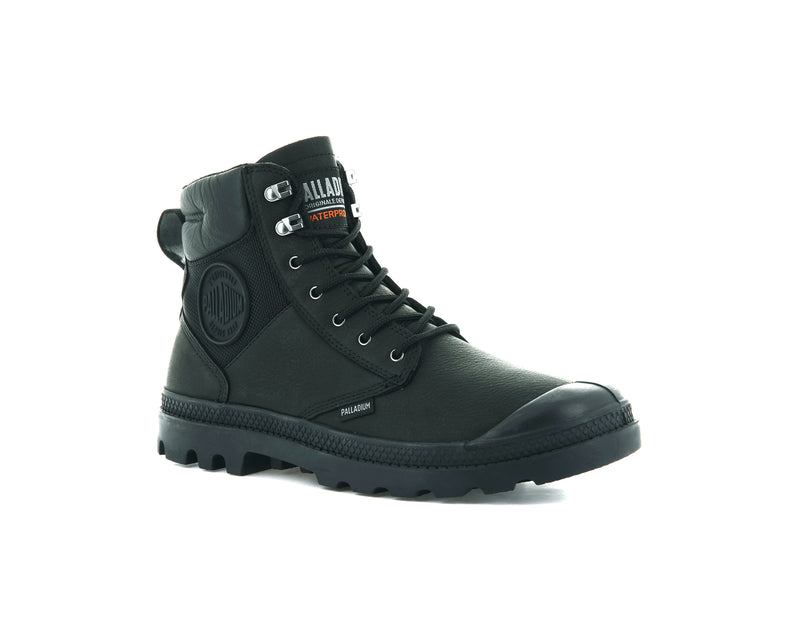 Kids' Palladium Pampa Shield Wp+ Lth Boots Black | UAE  XJNPA4362