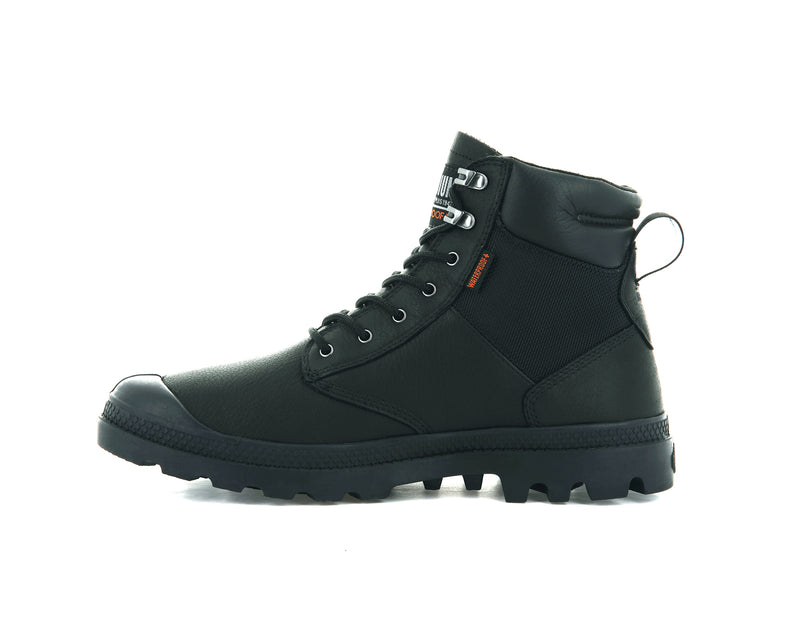 Kids' Palladium Pampa Shield Wp+ Lth Boots Black | UAE  XJNPA4362