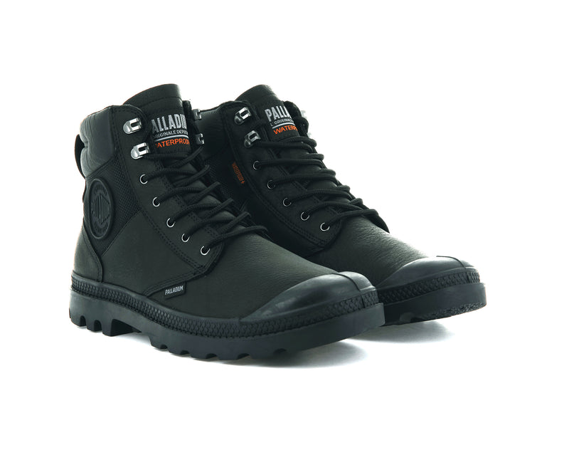 Kids' Palladium Pampa Shield Wp+ Lth Boots Black | UAE  XJNPA4362