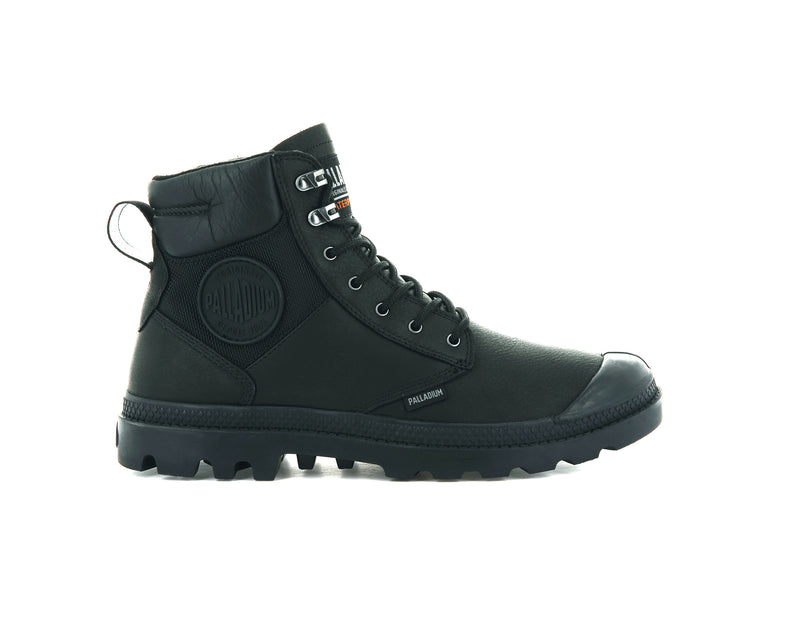 Kids\' Palladium Pampa Shield Wp+ Lth Boots Black | UAE  XJNPA4362