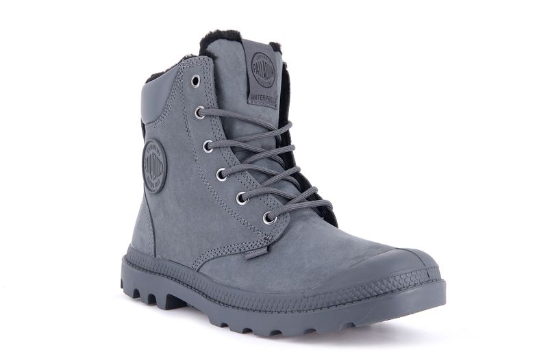 Kids' Palladium Pampa Sport Cuff Wps Boots Dark Grey | UAE  JZDLI3068