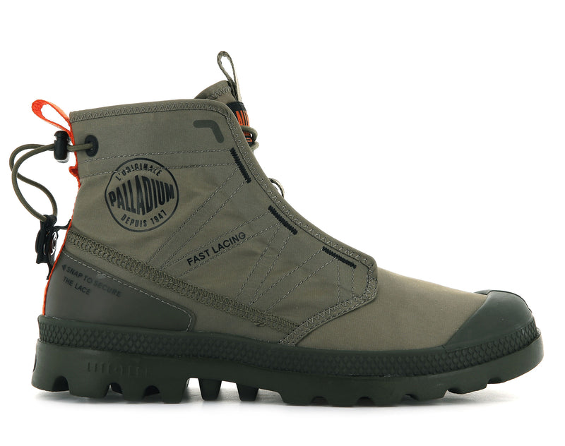 Kids\' Palladium Pampa Travel Lite Boots Olive | UAE  DTFSK3917