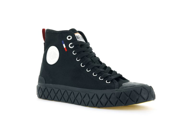 Men's Palladium Palla Ace Canvas Mid High Tops Black | UAE  FUOBN7498