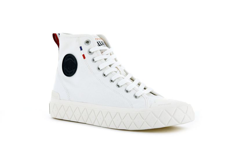 Men's Palladium Palla Ace Canvas Mid High Tops White | UAE  MBGFH9385