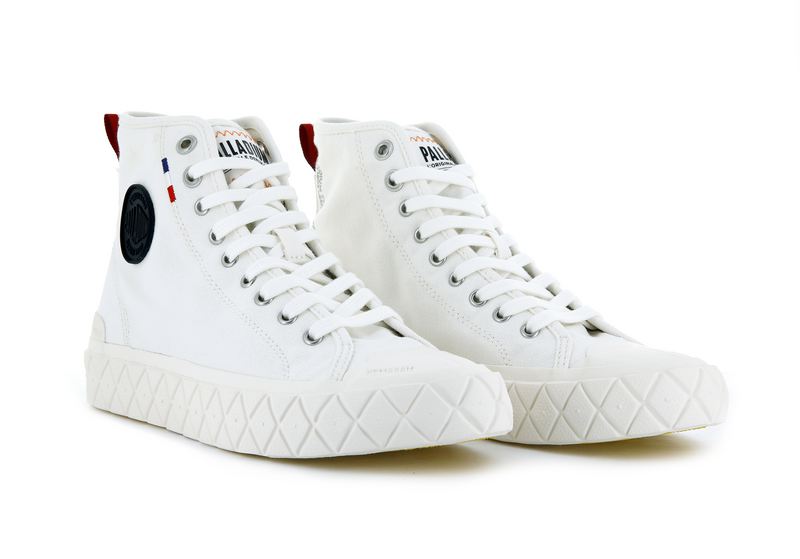 Men's Palladium Palla Ace Canvas Mid High Tops White | UAE  MBGFH9385