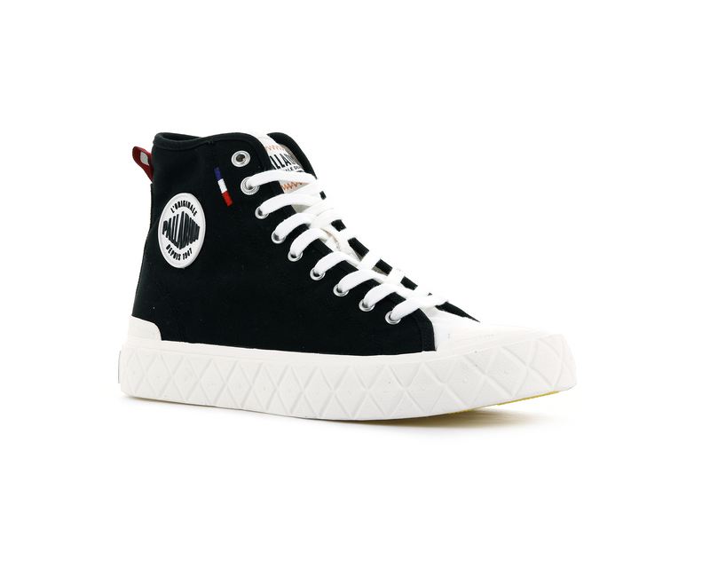 Men's Palladium Palla Ace Canvas Mid High Tops Black | UAE  VTQRP9027