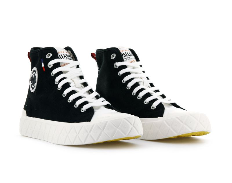 Men's Palladium Palla Ace Canvas Mid High Tops Black | UAE  VTQRP9027