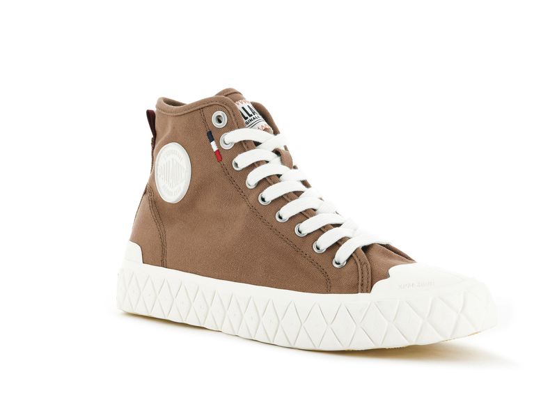 Men's Palladium Palla Ace Canvas Mid High Tops Brown | UAE  WNYOM4529