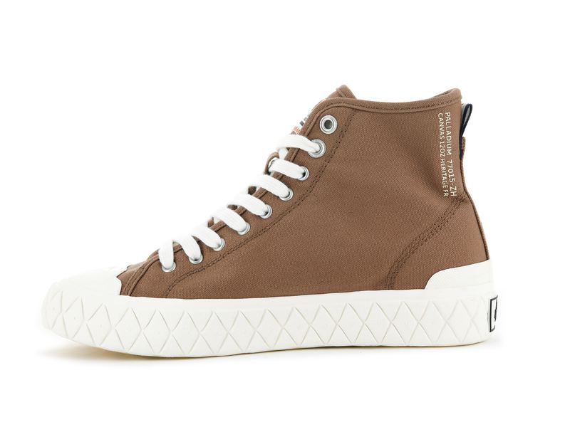 Men's Palladium Palla Ace Canvas Mid High Tops Brown | UAE  WNYOM4529