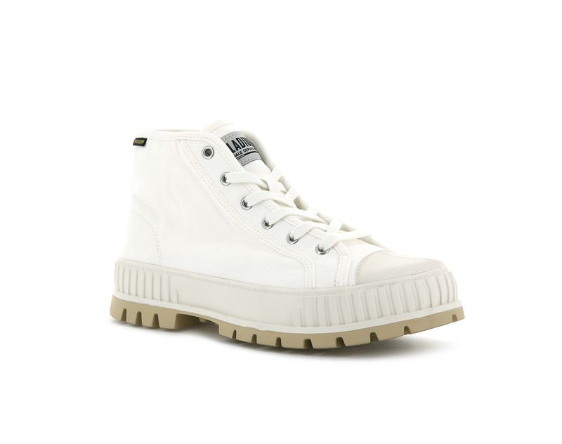 Men's Palladium Pallashock Mid Og Boots White | UAE  IMBGV4169