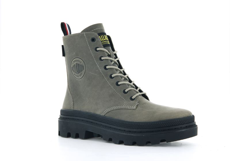 Men's Palladium Pallatrooper Off-3 Boots Olive | UAE  MHCJG2174