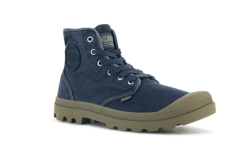 Men's Palladium Pampa Hi Boots Navy | UAE  FSRJN4592