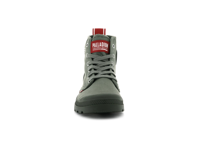 Men's Palladium Pampa Hi Dare Boots Olive | UAE  RLSCF0832