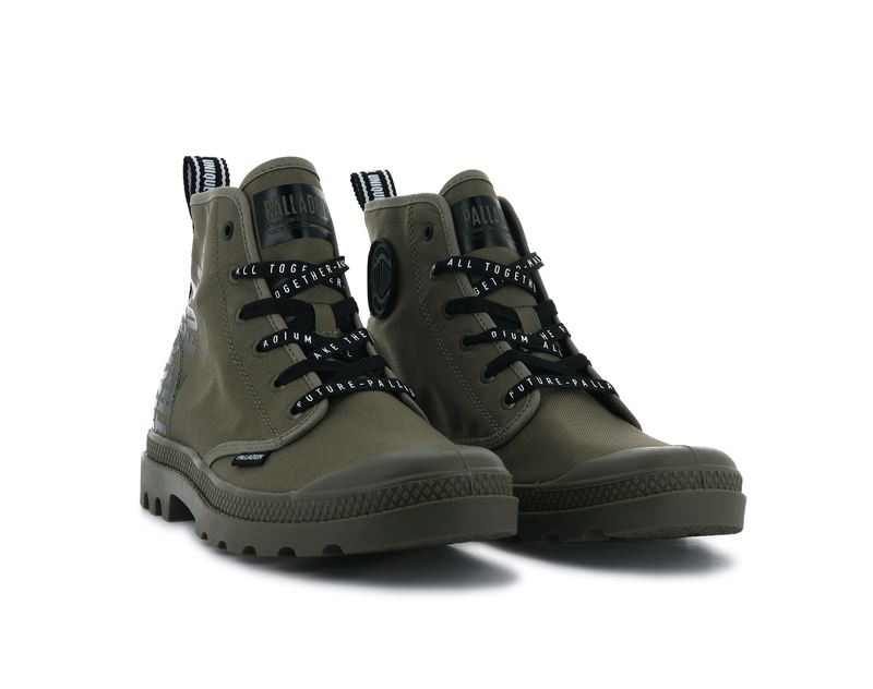 Men's Palladium Pampa Hi Future High Tops Olive | UAE  SAFHM6425