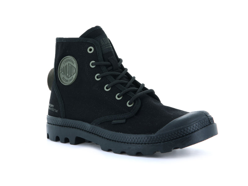 Men's Palladium Pampa Hi Htg Supply Boots Black | UAE  FCGTR7689