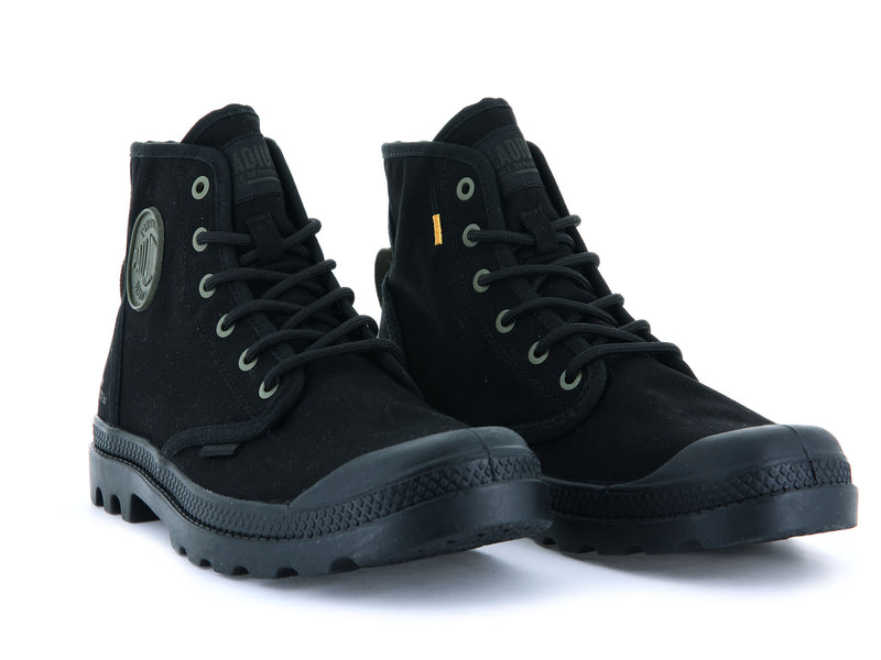 Men's Palladium Pampa Hi Htg Supply Boots Black | UAE  FCGTR7689