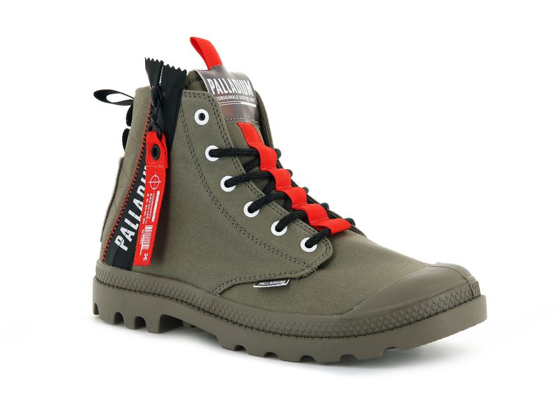 Men's Palladium Pampa Hi Ticket To Earth High Tops Olive | UAE  FJGEQ2934