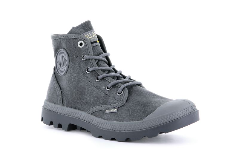 Men's Palladium Pampa Hi Wax Boots Dark Grey | UAE  ZIABN5329