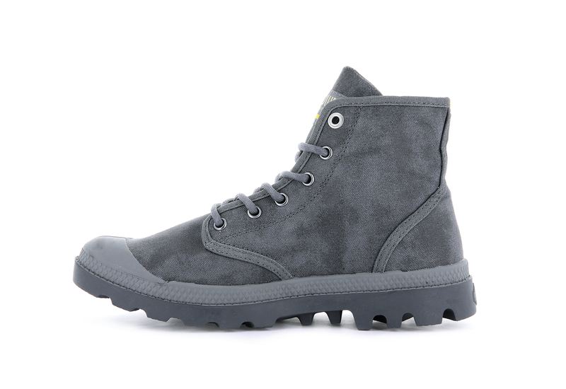 Men's Palladium Pampa Hi Wax Boots Dark Grey | UAE  ZIABN5329