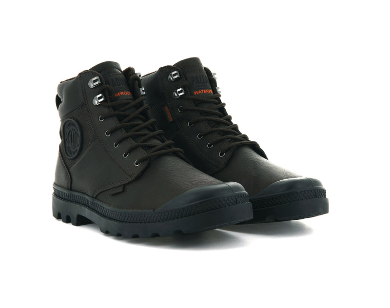 Men's Palladium Pampa Shield Wp+ Lth Boots Dark Brown | UAE  DRPNF4328