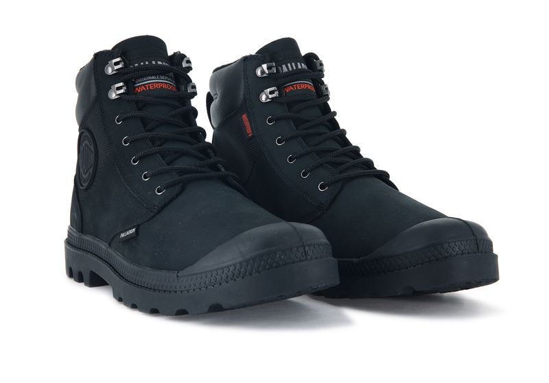 Men's Palladium Pampa Shield Wp+ Lux High Tops Black | UAE  BZUDY0571