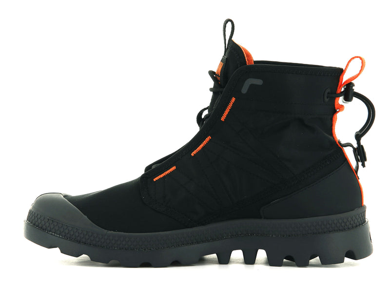 Men's Palladium Pampa Travel Lite Boots Black | UAE  UOTRB9540