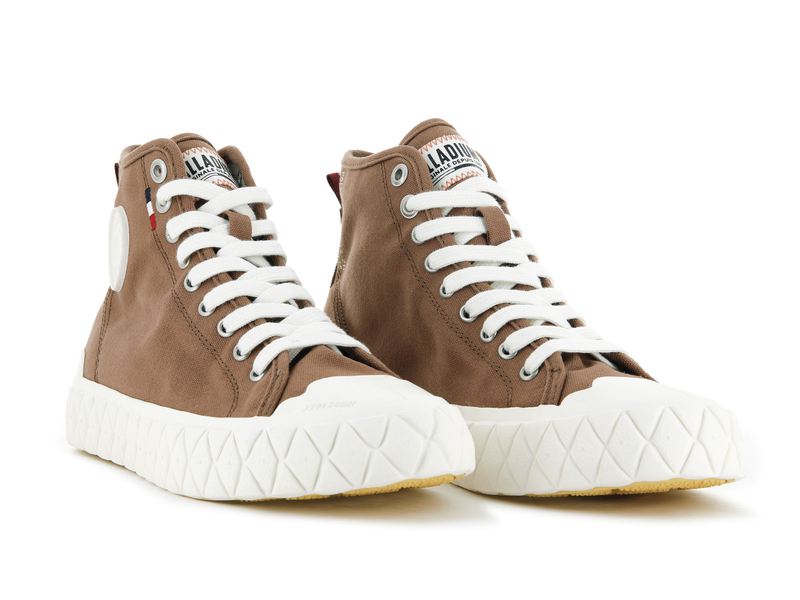 Women's Palladium Palla Ace Canvas Mid High Tops Brown | UAE  ILHXE0837