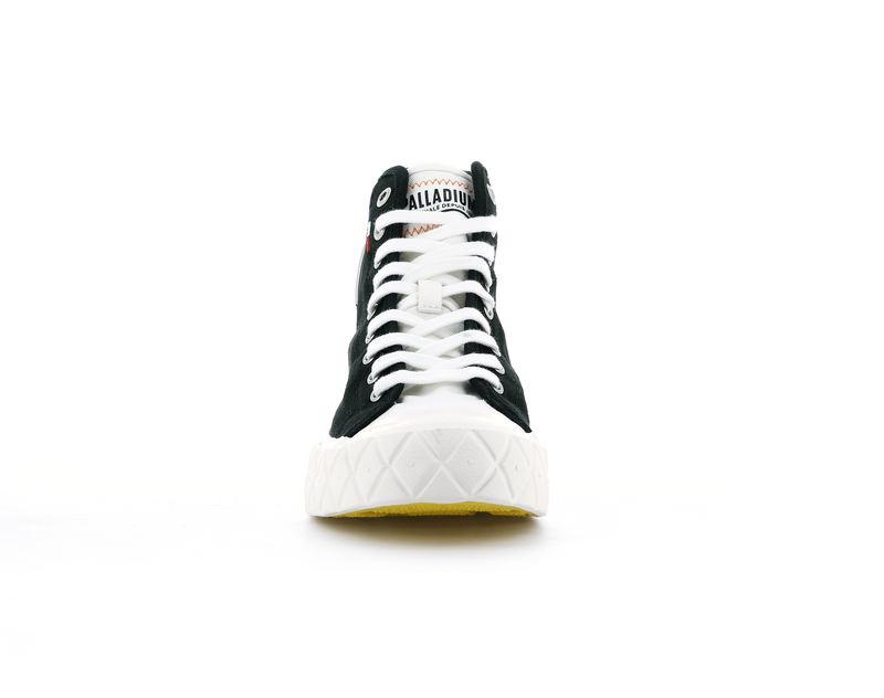 Women's Palladium Palla Ace Canvas Mid High Tops Black | UAE  VUHBS6187