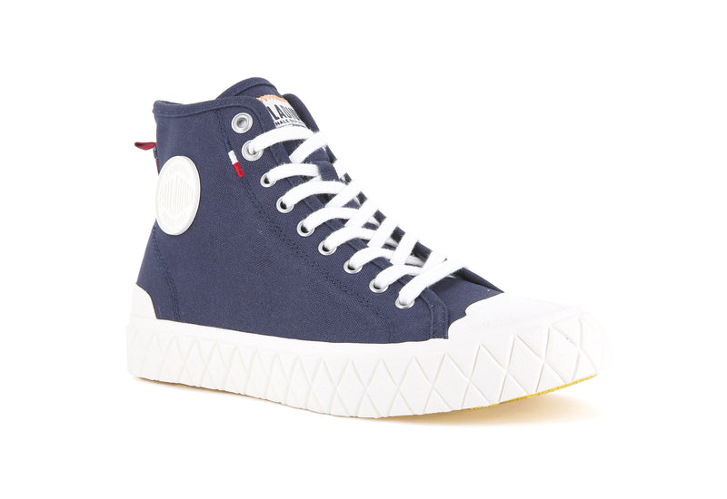 Women's Palladium Palla Ace Canvas Mid High Tops Indigo | UAE  XVEZJ9836