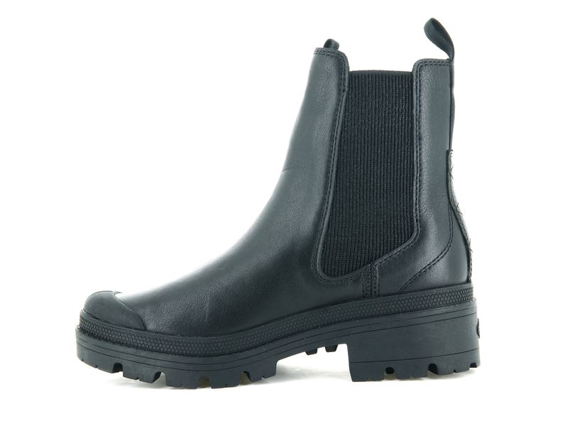 Women's Palladium Pallabase Chelsea Leather Boots Black | UAE  DQAKE4905