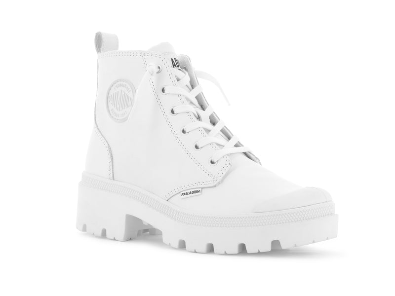 Women's Palladium Pallabase Leather Boots White | UAE  UWTJA3194