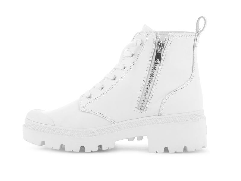 Women's Palladium Pallabase Leather Boots White | UAE  UWTJA3194