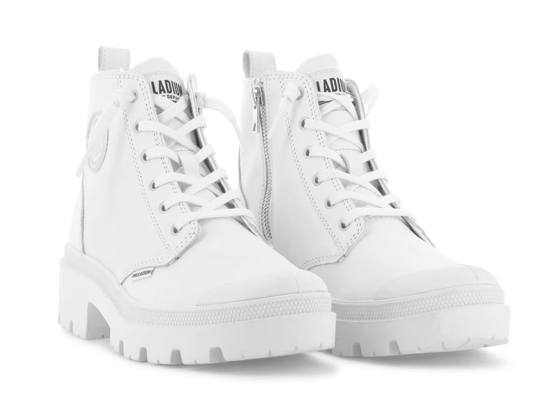 Women's Palladium Pallabase Leather Boots White | UAE  UWTJA3194