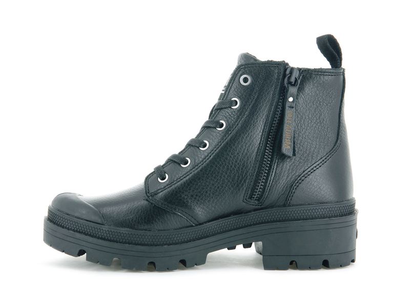 Women's Palladium Pallabase Leather Boots Black | UAE  XOEJT3629