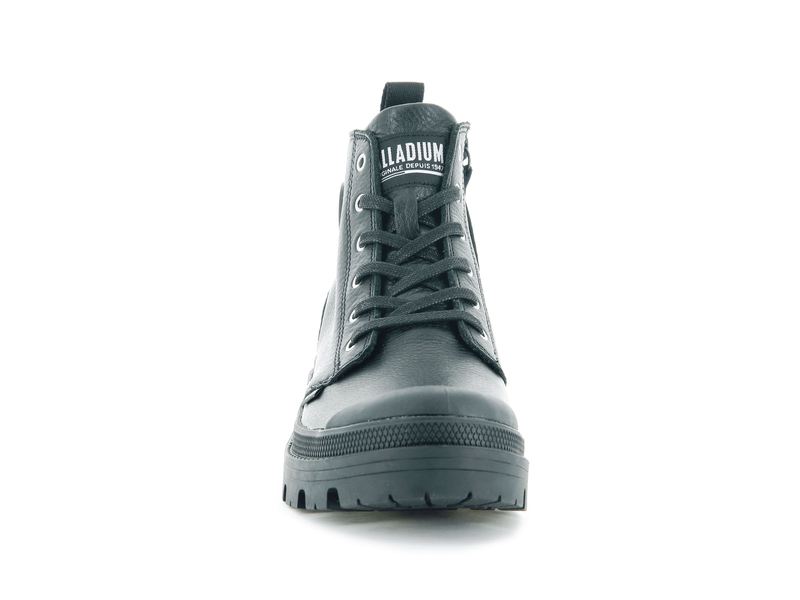 Women's Palladium Pallabase Leather High Tops Black | UAE  REAHW0857