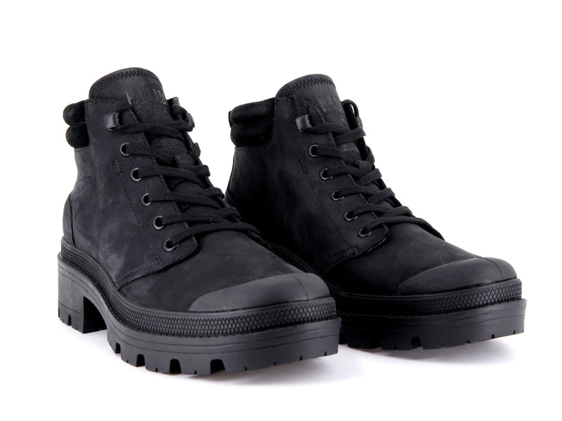 Women's Palladium Pallabase Lo Cuff High Tops Black | UAE  VMXUJ6275