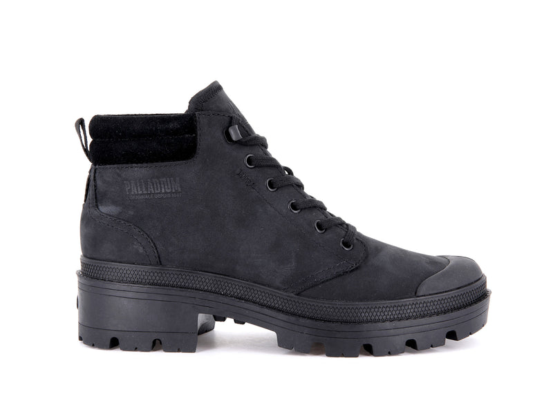 Women\'s Palladium Pallabase Lo Cuff High Tops Black | UAE  VMXUJ6275