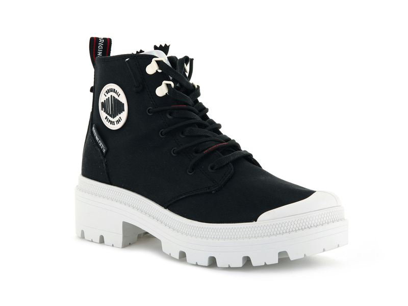 Women's Palladium Pallabase Metro Boots Black | UAE  MXKSJ7489