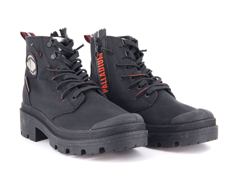 Women's Palladium Pallabase Metro Boots Black | UAE  TCSOL3078