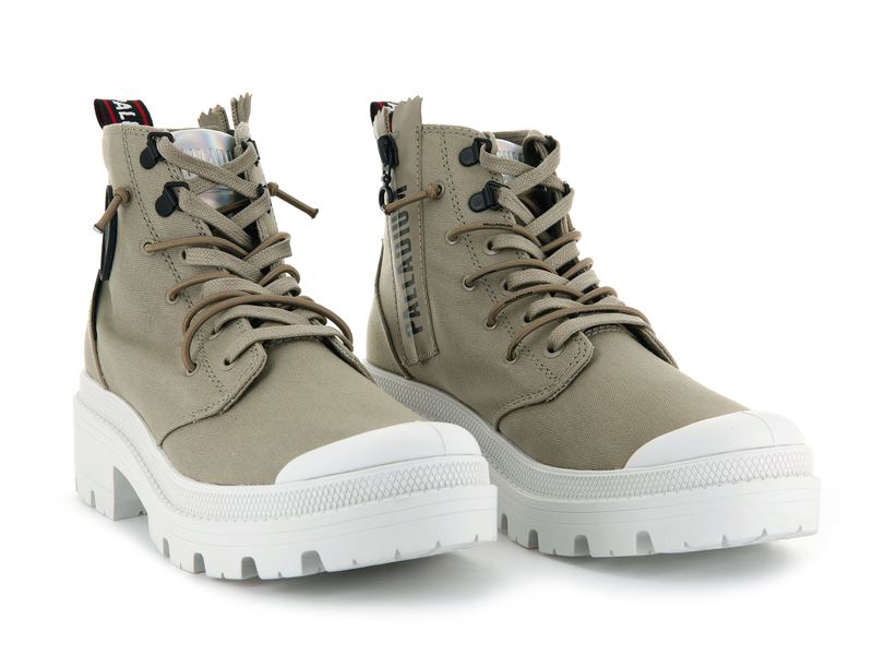 Women's Palladium Pallabase Metro Boots Grey | UAE  TNAEX9354